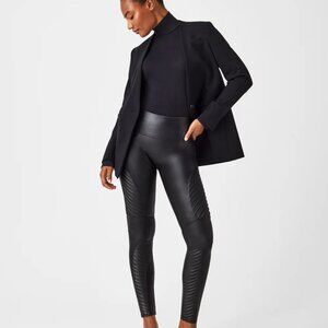 Spanx faux leather moto leggings brand new